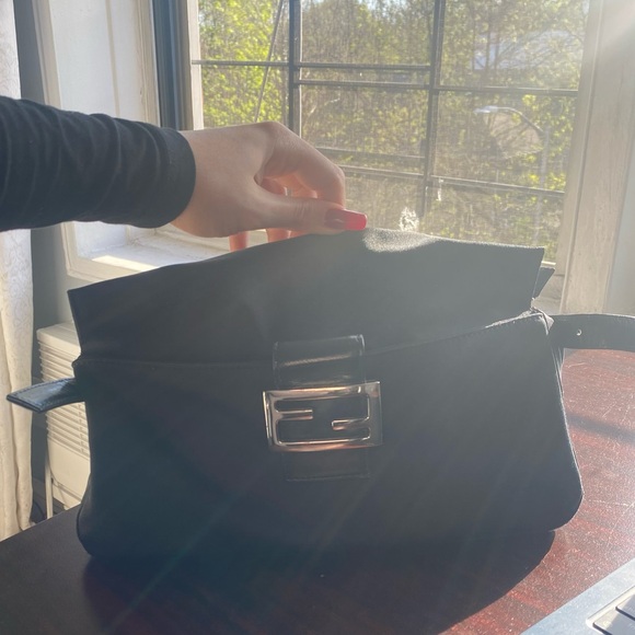 FENDI Mamma Baguette Shoulder Bag Nylon Black 2321 26566 009 Auth VINTAGE - Picture 5 of 16